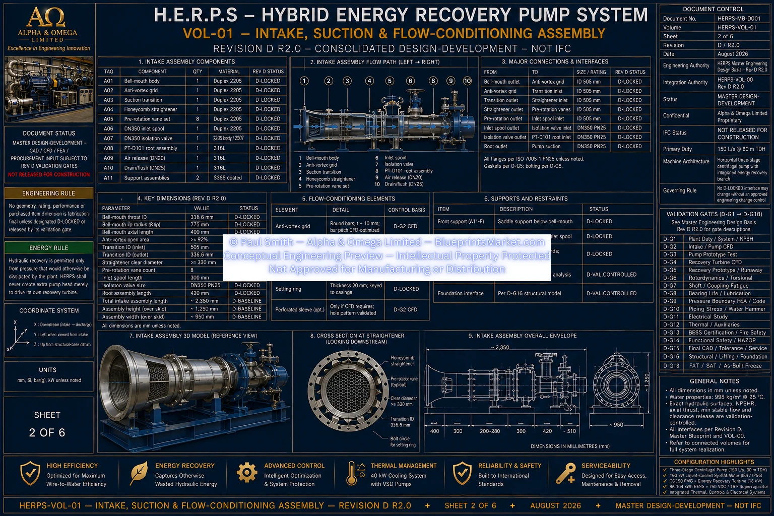 HERPS VOL 01 INTAKE SUCTION FLOW CONDITIONING ASSEMBLY SHEET 2 OF 6 REV D R2.0