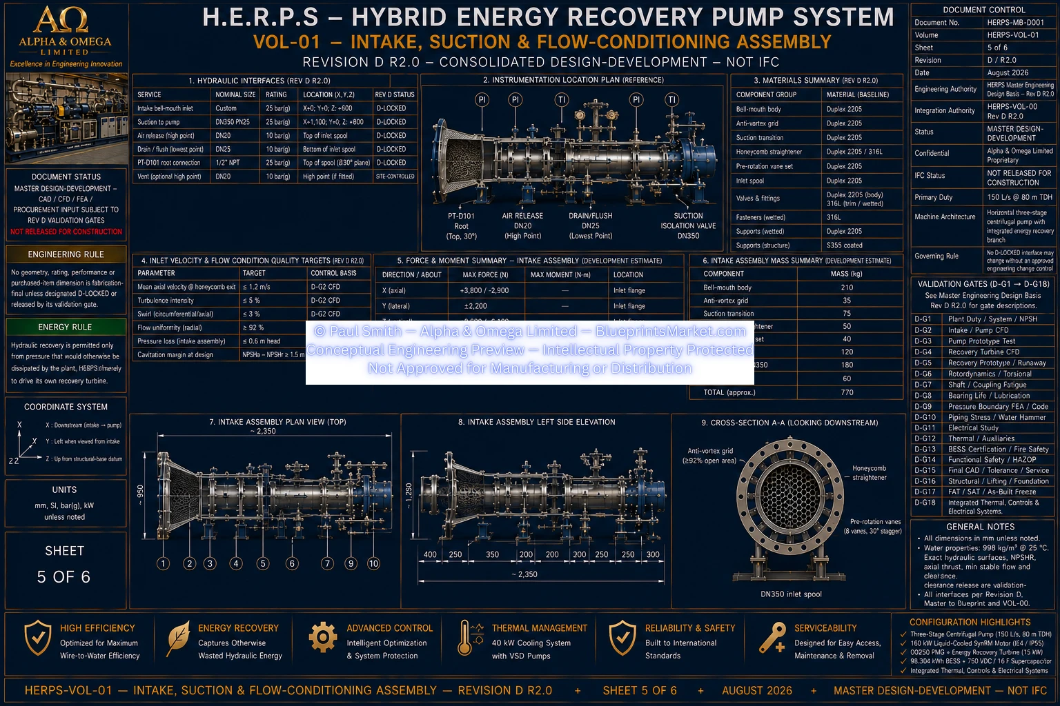 HERPS VOL 01 INTAKE SUCTION FLOW CONDITIONING ASSEMBLY SHEET 5 OF 6 REV D R2.0