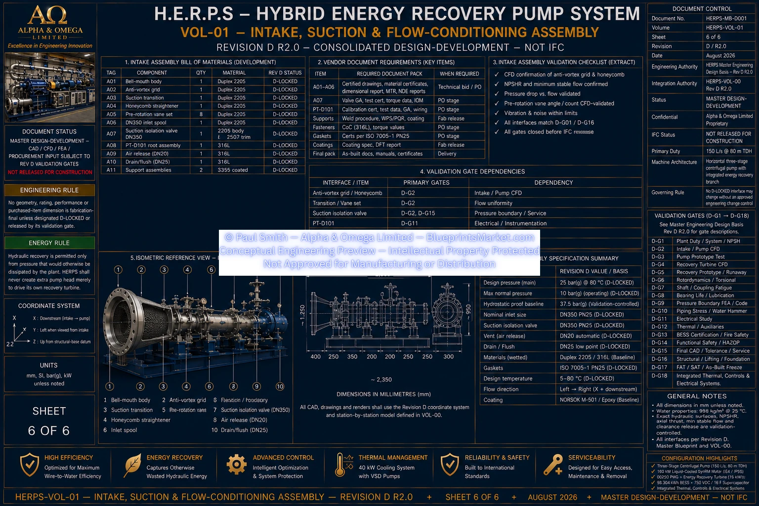 HERPS VOL 01 INTAKE SUCTION FLOW CONDITIONING ASSEMBLY SHEET 6 OF 6 REV D R2.0