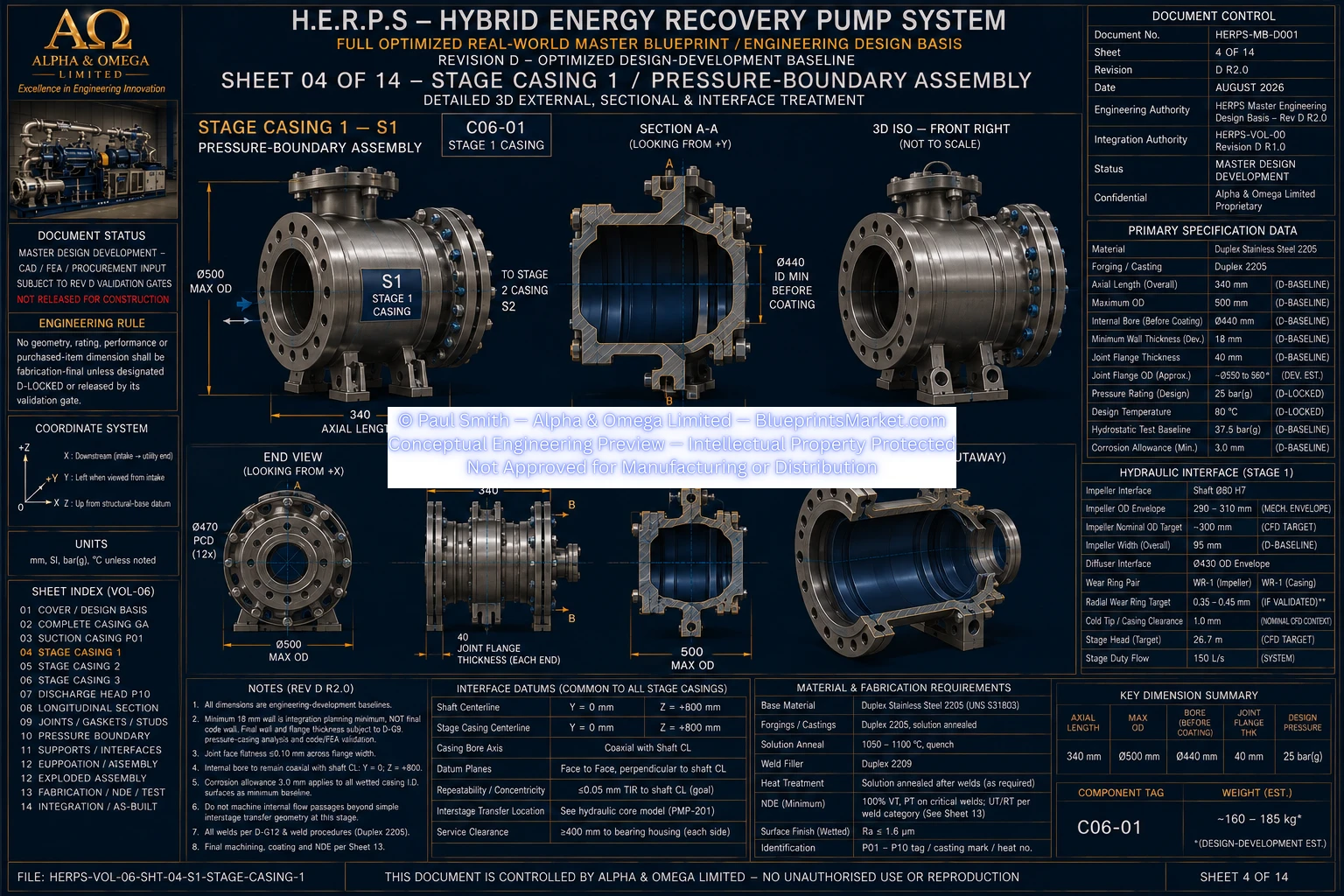 HERPS VOL 06 PUMP CASING PRESSURE BOUNDARY AND JOINT HARDWARE SHEET 4 OF 14 REV D R2.0