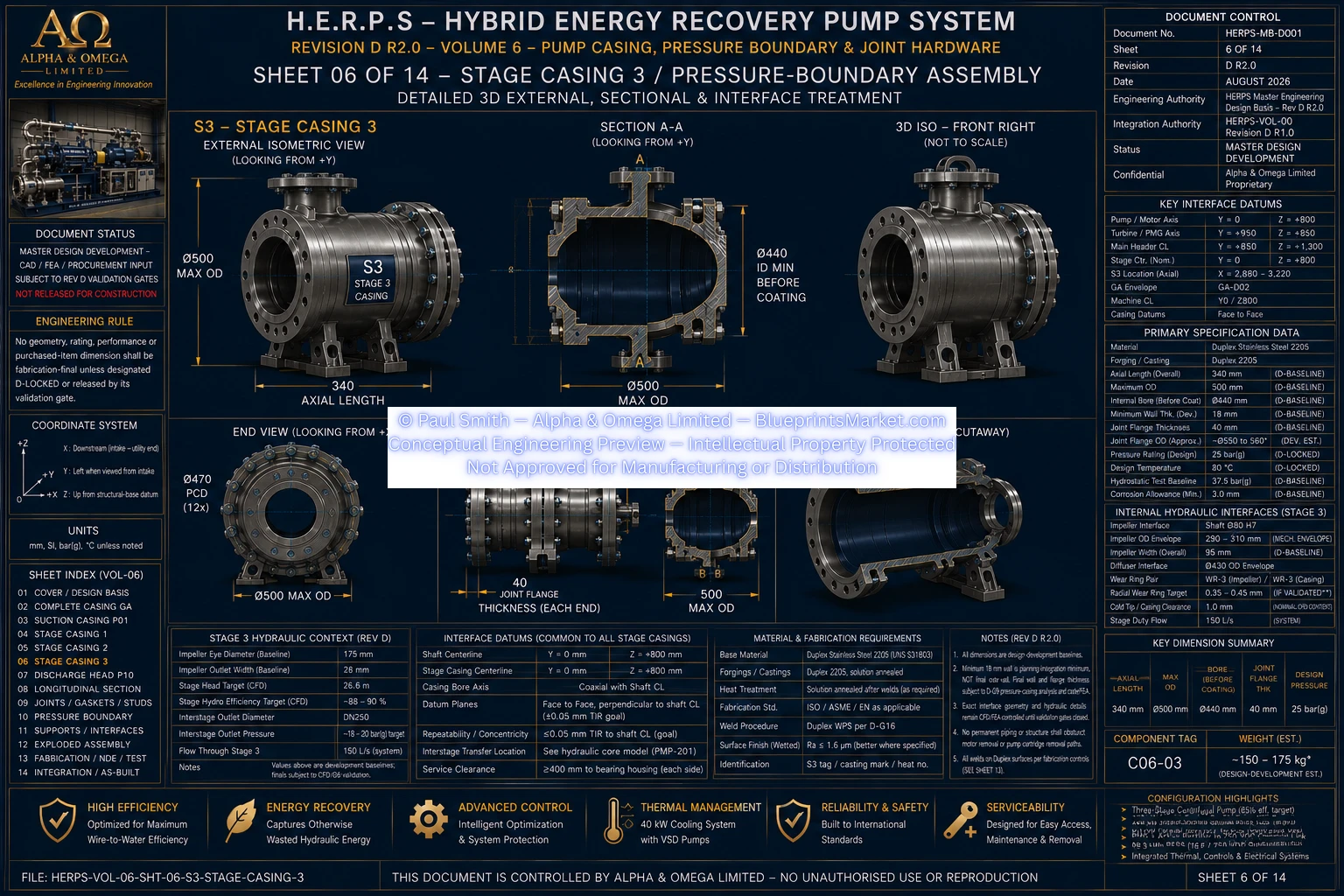 HERPS VOL 06 PUMP CASING PRESSURE BOUNDARY AND JOINT HARDWARE SHEET 6 OF 14 REV D R2.0