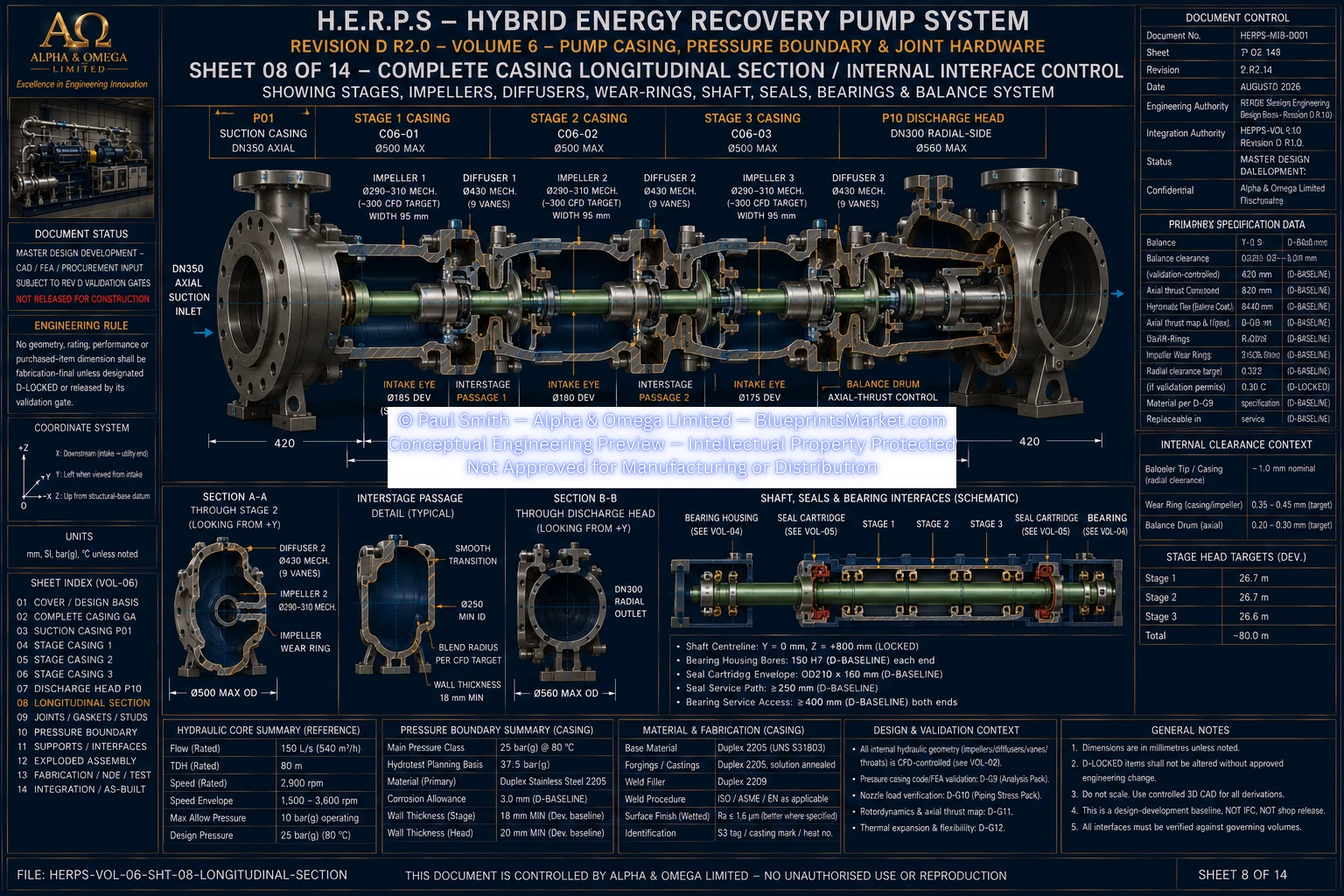 HERPS VOL 06 PUMP CASING PRESSURE BOUNDARY AND JOINT HARDWARE SHEET 8 OF 14 REV D R2.0